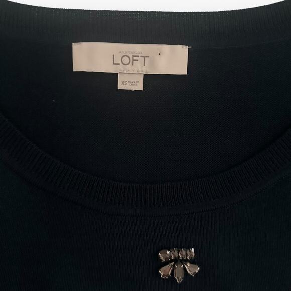 Ann Taylor LOFT Women's Rhinestone Sweater Size XS Navy Blue Wool Blend - Picture 4 of 6